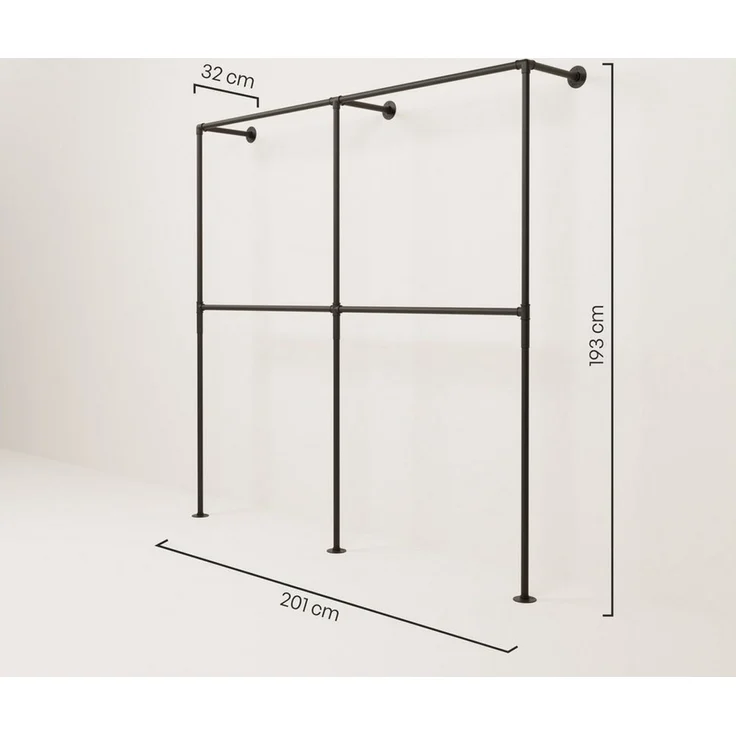 pamo. design Kleiderständer TIM DOUBLE Industrial Kleiderstange zur Wandmontage, (Set, 1)