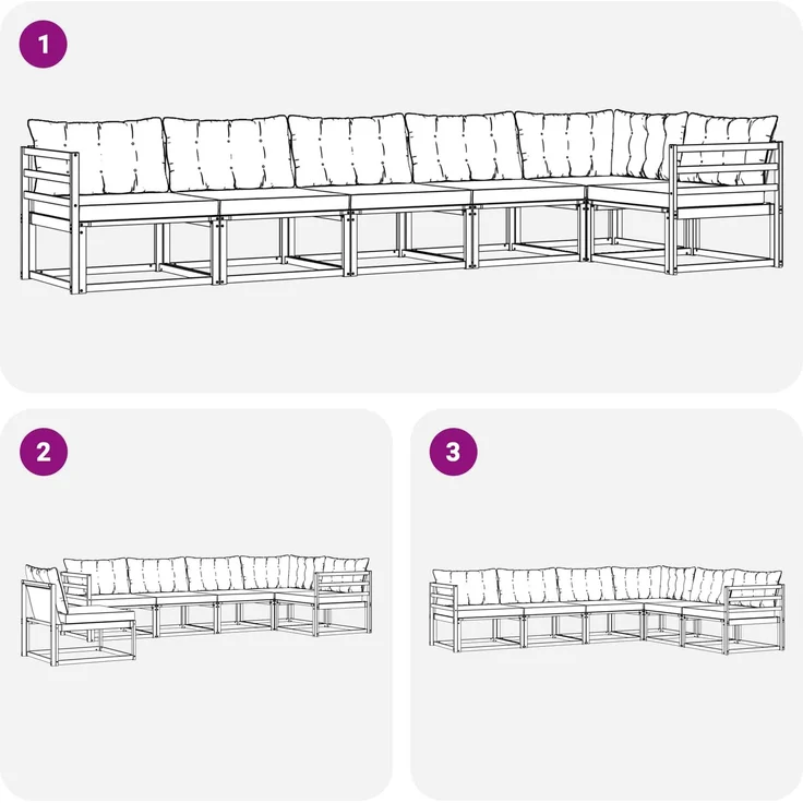 vidaXL Outdoor-Sofagarnitur 6 stk. 6-Sitzer Natur und Beige 3369496 – Bild 8