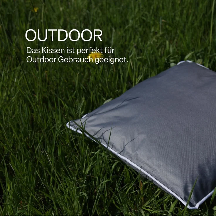 Outdoor Kissen mit Paspel ( 45 x 45 cm ) Dekokissen Garten - Reißverschluss - Schmutz- und Wasserabweisend - abnehmbarer Kissenbezug Dunkelgrau 1er-Pack – Bild 5
