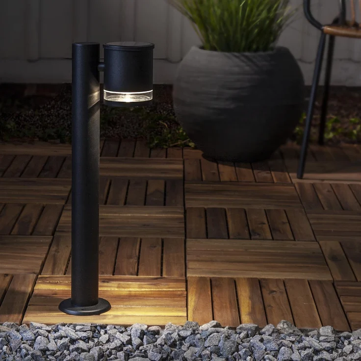 Solar Wegeleuchte ,Vienna', LED Leuchtpfosten mit Dämmerungssensor, schwarz, H 50cm – Bild 2