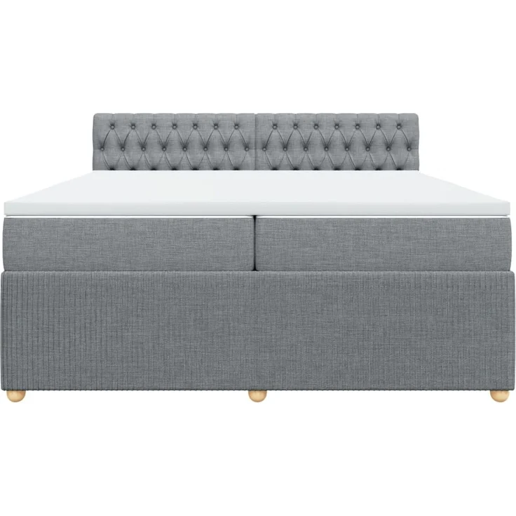 vidaXL Boxspringbett mit Matratze Hellgrau 200x200 cm Stoff 3289870 – Bild 6