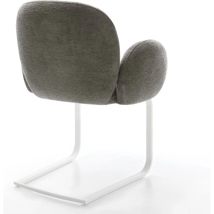 Freischwinger Nube-Flex mit Armlehnen Bouclé Soft Schlamm Freischwinger flach Weiß Taschenfederkern – Bild 5
