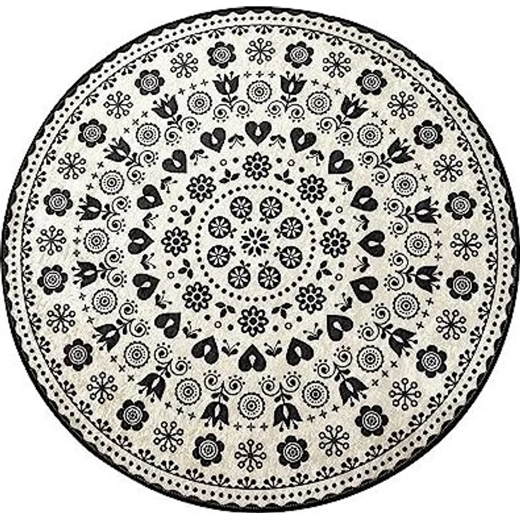 WELL HOME MOBILIARIO & DECORACIÓN Badteppich, Mandala, Weiß und Schwarz – Bild 1