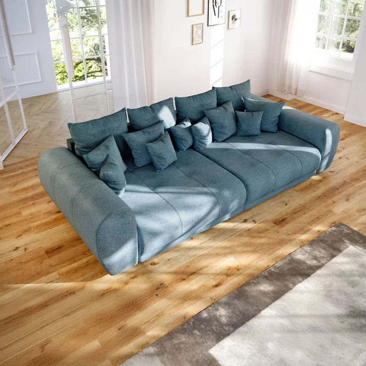 Bigsofa Geflechtstoff 310x135x86 blau MIRELLA – Bild 4