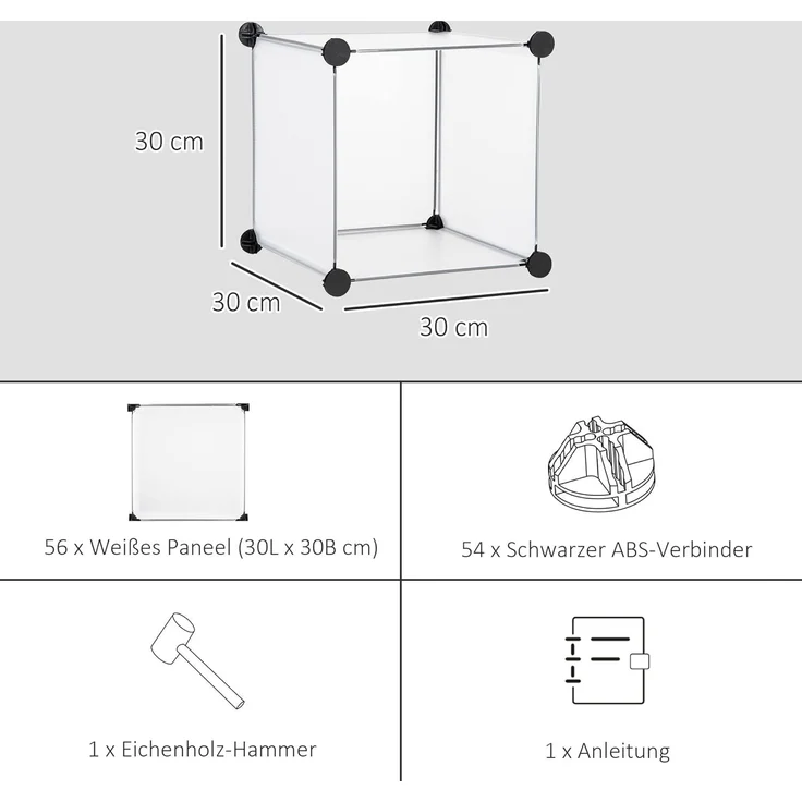 HOMCOM Kommode DIY Regalsystem mit 16 Würfeln (Aufbewahrungsregal, 1 St, DIY-Würfelregal), Kunststoff Stahl Weiß 125 x 32 x 125 cm – Bild 5