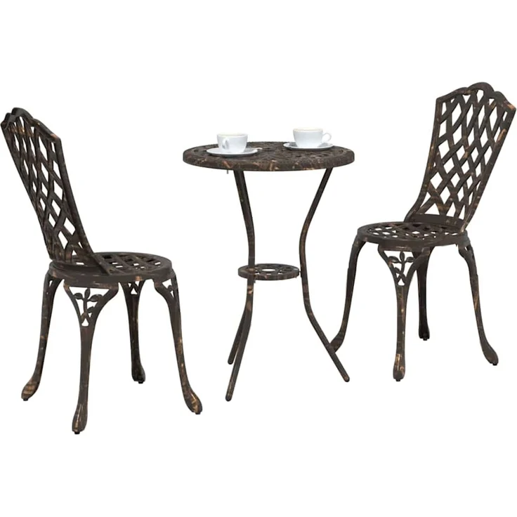 vidaXL Garten Bistro Set 3 pcs Bronze Aluminium 42002390 – Bild 2