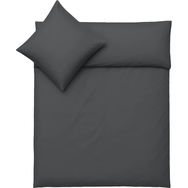 Bettwäsche 2tlg 135x200cm Microfaser mit Reißverschluss atmungsaktiv Anthrazit – Bild 1