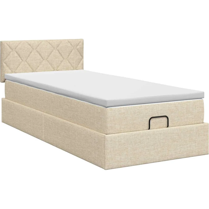 vidaXL Ottoman Bett mit Matratze mit Kopfteil Creme 80 x 200 cm Stoff 3456369 – Bild 8