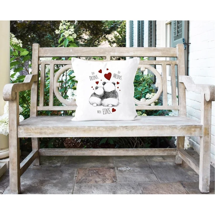 MoonWorks Dekokissen Kissenbezug Kissenhülle Panda Motiv Spruch Ich Deins Du Meins Wir Eins Liebes-Geschenk Partner Liebesbeweis Moonworks® – Bild 5
