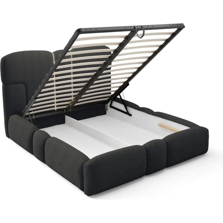 Polsterbett Schlafzimmerbett JORDAN 200x200cm Komplettset in Stoff Doha Schwarz – Bild 4