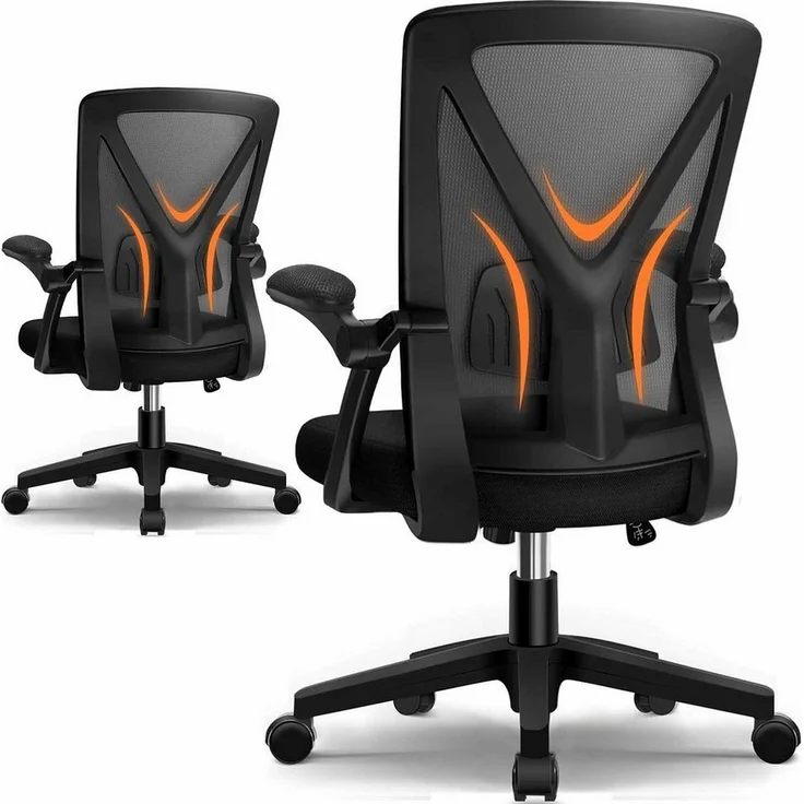 Hiazurm Bürostuhl Bürostuhl,Chefsessel aus Mesh,Ergonomischer Schreibtischstuhl (Verstellbarer Armlehnen, Lendenwirbelstütze,Drehstuhl Wippfunktion,Atmungsaktiv), Verlängerte und Verbreiterte Rückenlehne, Bis 155 kg,Schwarz (2pcs) – Bild 5