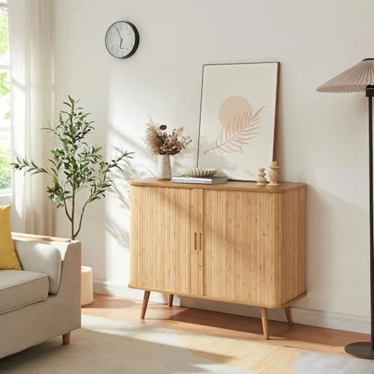 Beistellschrank Nordkapp 100 x 40 x 80 cm Bambus [en. casa] – Bild 5