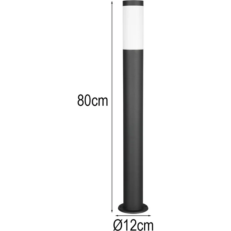 2er Set moderne LED Pollerleuchten aus Edelstahl in Schwarz, Höhe 80cm – Bild 4
