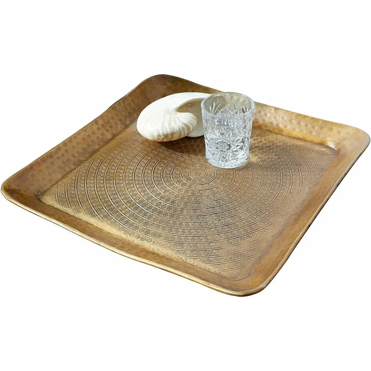 Mirabeau Tablett Tablett Rustique antikmessing, Aluminium, Umrandung: Eisen