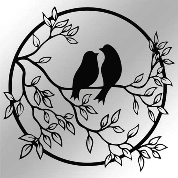Wallity 'Birds In The Tree' Dekoratives Wandaccessoire aus Metall, Schwarz, 48 x 49,5 cm – Bild 5