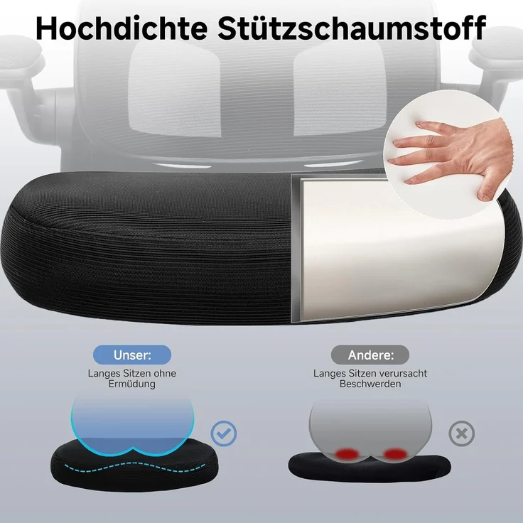 COMHOMA Bürostuhl Ergonomischer Schreibtischstuhl mit 3D Kopf- und Lendenwirbelstütze (Packung), verstellbare Kopfstütze und Armlehnen, Höhenverstellbar – Bild 6