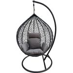 Polyrattan Hängesessel Hängekorb mit Gestell Rattan Hängestuhl Hängesitz Schwarz
