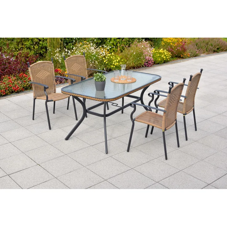Roma Gartenmöbel Set 5tlg, 150 x 85 cm, natur