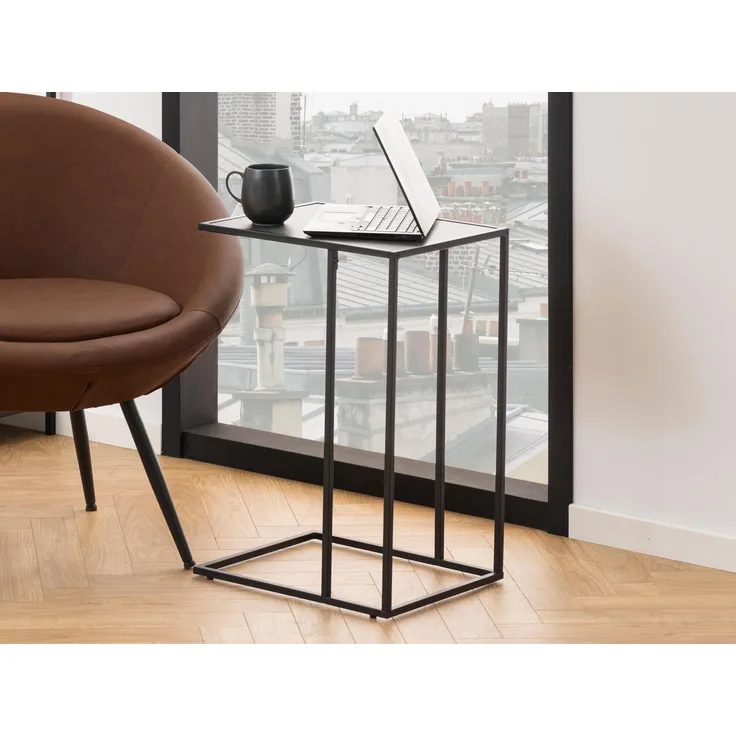 Beistelltisch >Inverness< in Schwarz matt aus MDF Metall - 43x63x35cm (BxHxT)