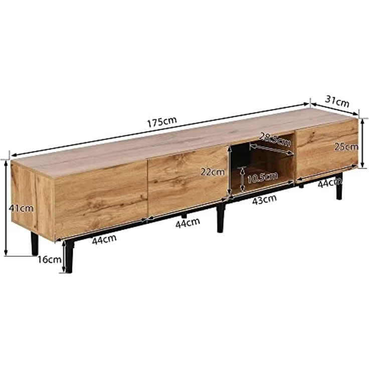 FurnitureR TV-Lowboard mit 2 Türen & offenem Fach, modernes Holz-Weiß-Design für Wohnzimmer & Medienbereich – Bild 4