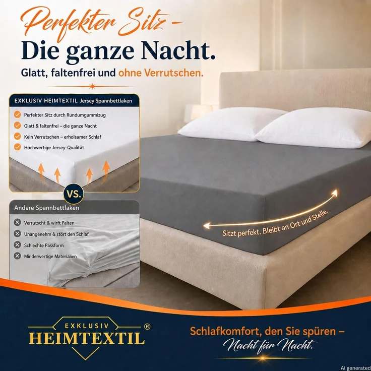 Jersey Spannbettlaken Doppelpack 200 x 220 cm Anthrazit – Bild 3