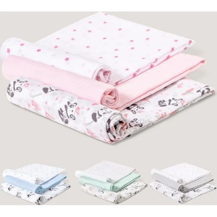 Packung mit 3 Gaze - Mulltücher, Panda Rosa – Bild 4