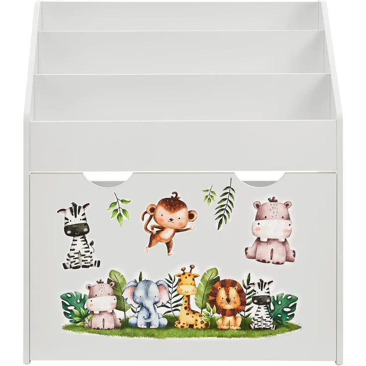 Juskys Kinder Bücherregal mit 3 Fächern & Spielzeugkiste, Weiß, 63 x 30 x 70 cm (BxTxH) – Bild 9