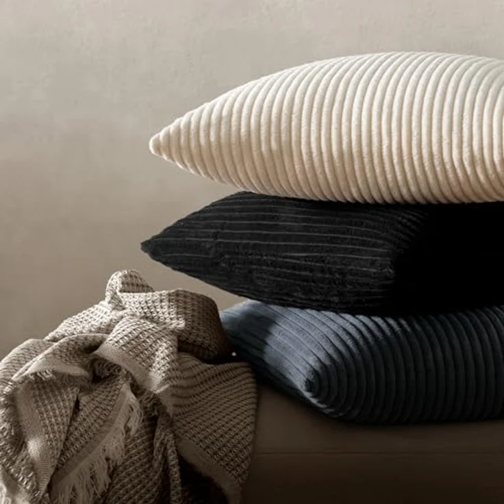 MIULEE 2er Set Kissenbezüge Kord Kissenhülle Dekorative Kissenbezug Sofakissen Couchkissen Dekokissen Zierkissenbezug Deko Kissenhülle mit Verstecktem Reißverschluss 40x40 cm Grau – Bild 6