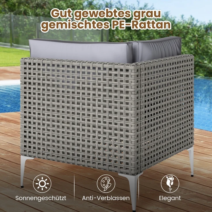 Rattan Gartenmöbel Set Balkonmöbel Set mit Sitz- & Rückenkissen Gartengarnitur – Bild 5