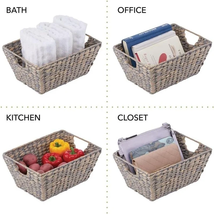 mDesign Flechtkorb Aufbewahrungskorb Wasserhyazinthe 4er Set Grau – Bild 6