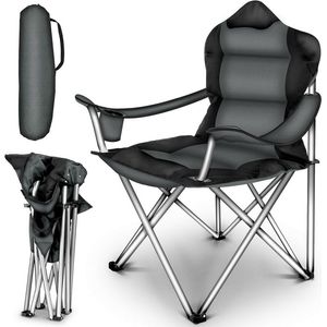 Bild für TRESKO® Campingstuhl Angelstuhl Faltstuhl Klappstuhl Regiestuhl Anglerstuhl gepolstert Grau