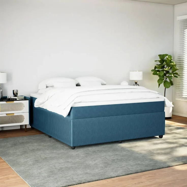 vidaXL Boxspringbett mit Matratze Dunkelblau 180x200 cm Samt 3285660 – Bild 3