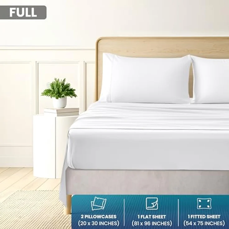 Utopia Bedding Bettwäscheset, gebürstete Mikrofaser, weiche Bettlaken für großes Bett, enthält 1 Bettbezug, 1 Spannbetttuch und 2 Kissenbezüge, tiefer Umschlag, Weiß – Bild 3