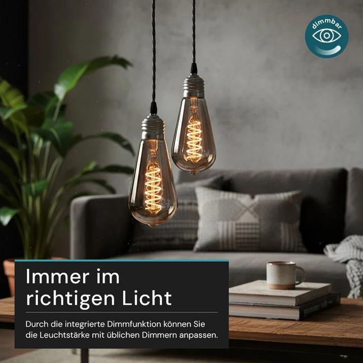 LUXULA LED-Leuchtmittel LUXULA E27 Leuchtmittel 4W 1800K Warmweiß LED Lampe Dimmbar, E27, Warmweiß, LED Filament für klassisches Retro Design, dimmbar – Bild 3