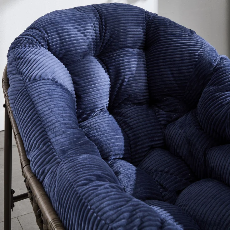 Outdoor Rattan Schaukelstuhl, Polsterte Sitzschaukel mit Lehne für Vordereingang, Wohnzimmer, Patio, Garten--Marineblau--93x73x23cm--YOUDENOVA – Bild 7