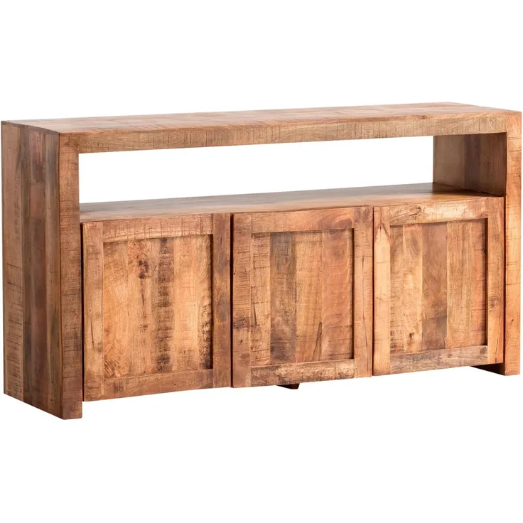 Rustikales Sideboard "Country" aus Mangoholz – Massiv, 160x85x45, Stauraumwunder für Wohnzimmer