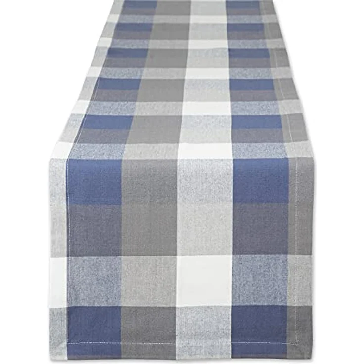 DII Tischläufer, dreifarbig, kariert, 100 % Baumwolle, 35,6x183,9 cm, französisches Blau – Bild 2