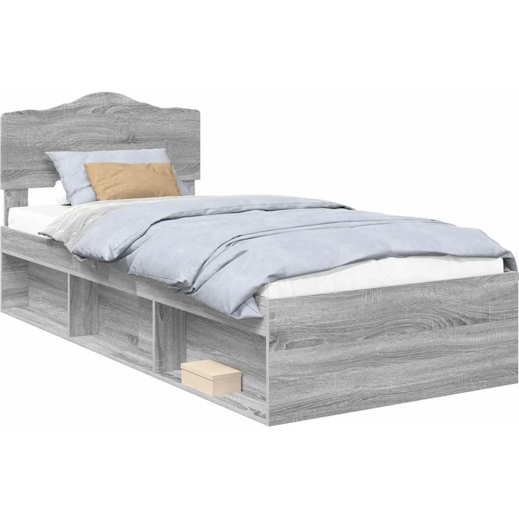 vidaXL Bettrahmen Graues Sonoma 100 x 200 cm Massives Kiefernholz 3412939 – Bild 1