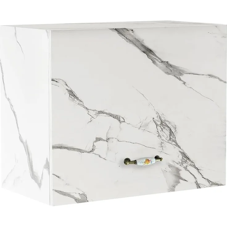 Shally Dogan Hängeschrank für die Küche, Deckenschrank, Holzschrank, Mehrzweckschrank zur Wandmontage, geräumig, Maße 60 x 32 x 49 H cm (Marmor)