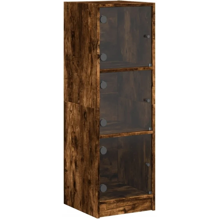 vidaXL Highboard mit Glastüren Räuchereiche 35x37x109 cm 836389 – Bild 2