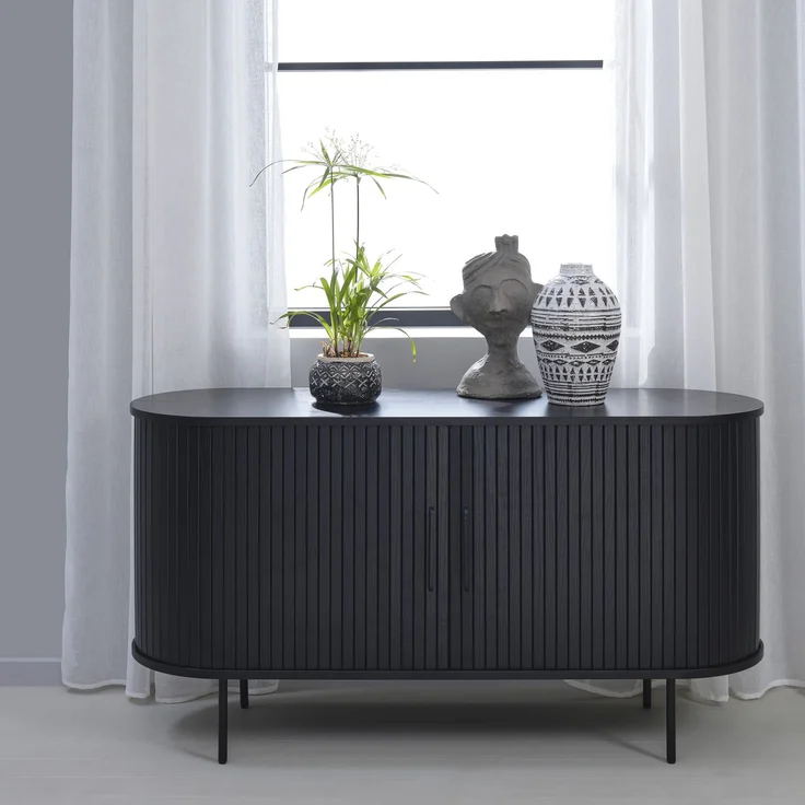 Sideboard >Nerja< in Schwarz - 140x76x45 (BxHxT) – Bild 8
