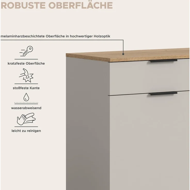 Kommode (B/H/T: 80x88x36 cm) in Kaschmir Nachbildung und Kaschmir Nachbildung – Bild 3