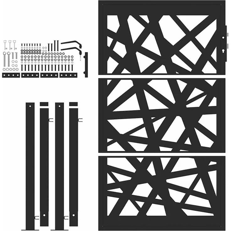 vidaXL Gartentor Schwarz 100x150 cm Stahl Leichtes Design 4100951 – Bild 4