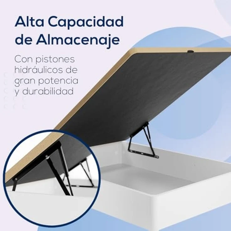 DUÉRMETE ONLINE - Packung viskoelastische Matratze Bio Nature Dicke 24 cm + Klappbett aus Holz, große Kapazität | Farbe Weiß 135 x 190 – Bild 6