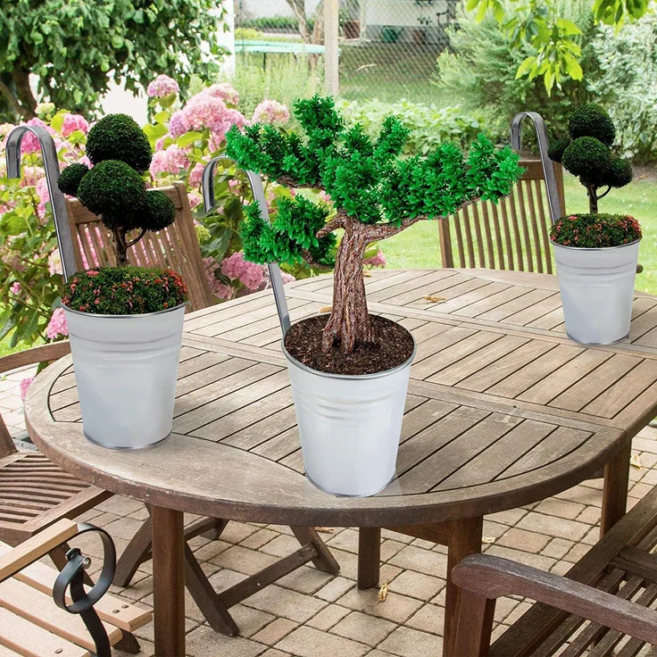 6 x Blumentopf Hngetopf Pflanztopf Hngetpfe Blumen Topf Krutertopf Zink – Bild 9