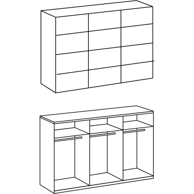Schwebetürenschrank Kleiderschrank 270cm 3-türig Zubehör Sand Grau u. Anthrazit – Bild 5
