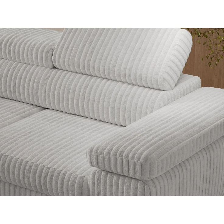 GRAINGOLD Ecksofa ARGON mit Bettfunktion, Bettkasten, Einstellbaren Kopfstützen, Cord-Stoff, Grau, Links – Bild 6