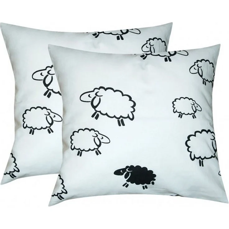 Heubergshop Kissenbezüge, (2 Stück), 2er Set 40x40cm Schafe Weiß Schwarz Kissenhülle 100% Baumwolle (99/2) – Bild 2