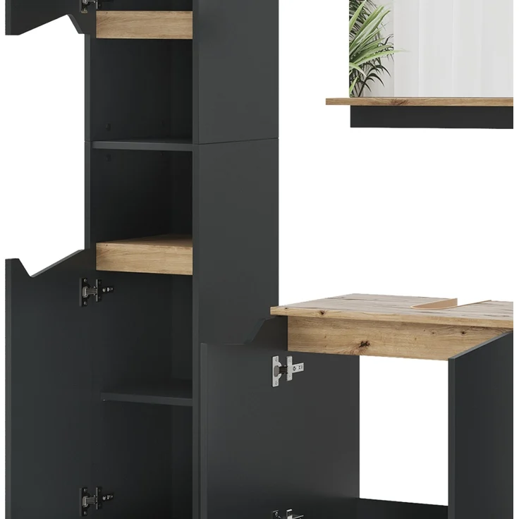 Badmöbel-Set Marelle Anthrazit 5 Teile Vicco – Bild 6