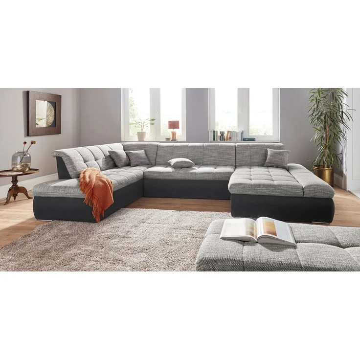 DOMO collection Wohnlandschaft MORIC Massiv! - Belastbar bis 140 kgxSitz, 353x216x80 cm, XXL, U-Form, inkl. Zierkissen – Bild 3